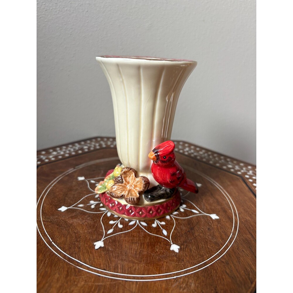 Vintage Geo Z Lefton Cardinal Pillar Candle Holder #13678